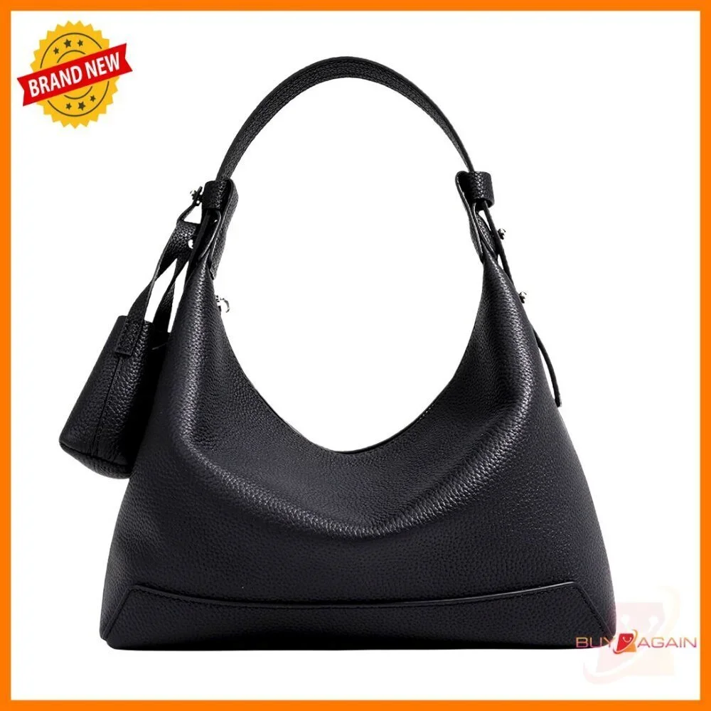 Genuine Leather Hobo Crossbody Bag with Adjustable Strap